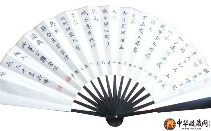 何長文 折扇書法作品 《水調歌頭》 精美禮盒 折扇 34*60